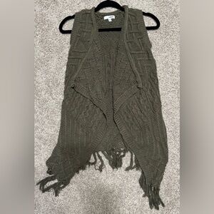 Sonoma Green Cardigan Sweater with Waterfall Front